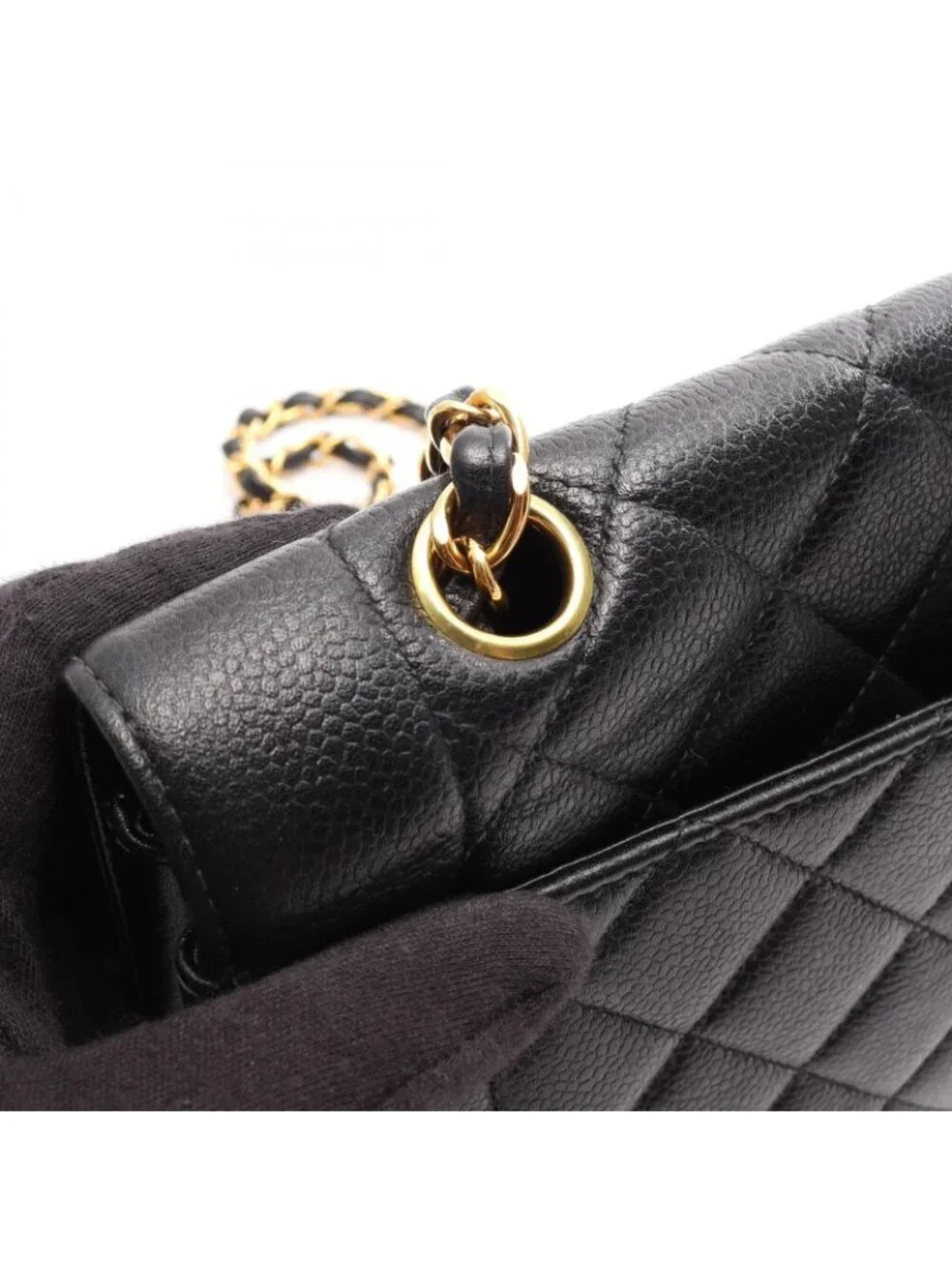 Chanel Shoulder Bag Quilted Diana Flap Black Caviar Leather Chain